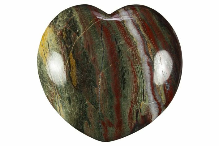 Polished Red & Green Snakeskin Jasper Heart - Australia #311943